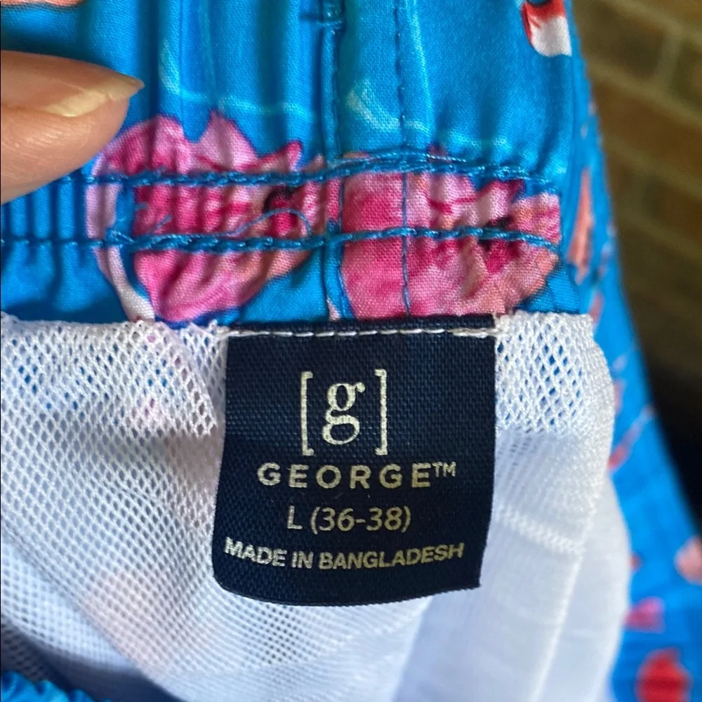 George Blue Flamingo Swim Trunks